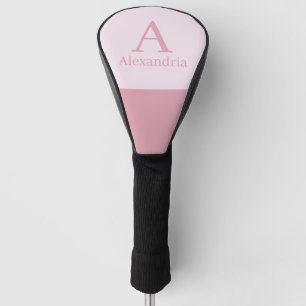 Funda Para Palo De Golf Polvo de Rubor Rosa Monograma Inicial Nombre