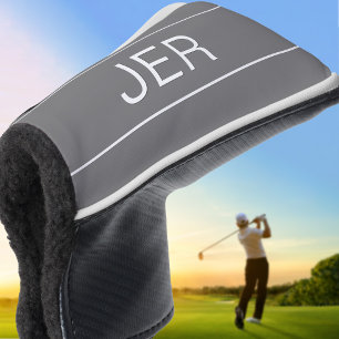 Funda Para Palo De Golf Poner iniciales personalizadas Monograma Gris Putt