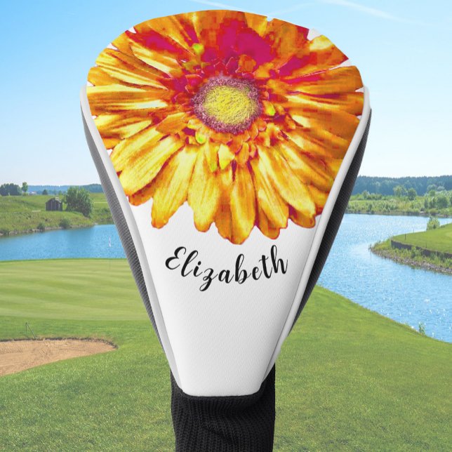 Funda Para Palo De Golf Pretty orange daisy flower custom name womens (Subido por el creador)