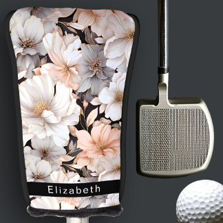 Funda Para Palo De Golf Pretty Peach and White Peony Personalized