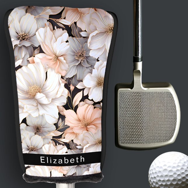 Funda Para Palo De Golf Pretty Peach and White Peony Personalized (Subido por el creador)