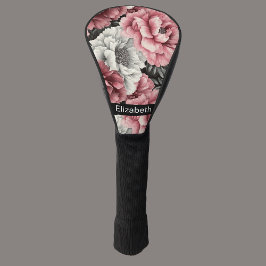Funda Para Palo De Golf Pretty Pink and White Peony Personalized