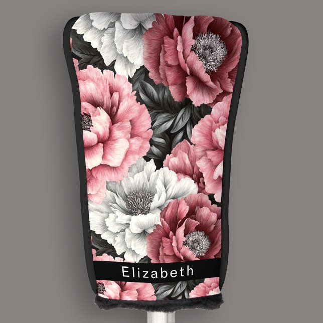 Funda Para Palo De Golf Pretty Pink and White Peony Personalized (Subido por el creador)