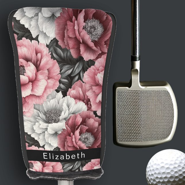 Funda Para Palo De Golf Pretty Pink and White Peony Personalized (Subido por el creador)