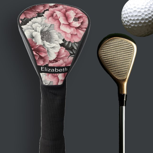 Funda Para Palo De Golf Pretty Pink and White Peony Personalized (Subido por el creador)