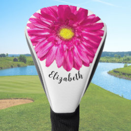 Funda Para Palo De Golf Pretty pink daisy flower custom name womens