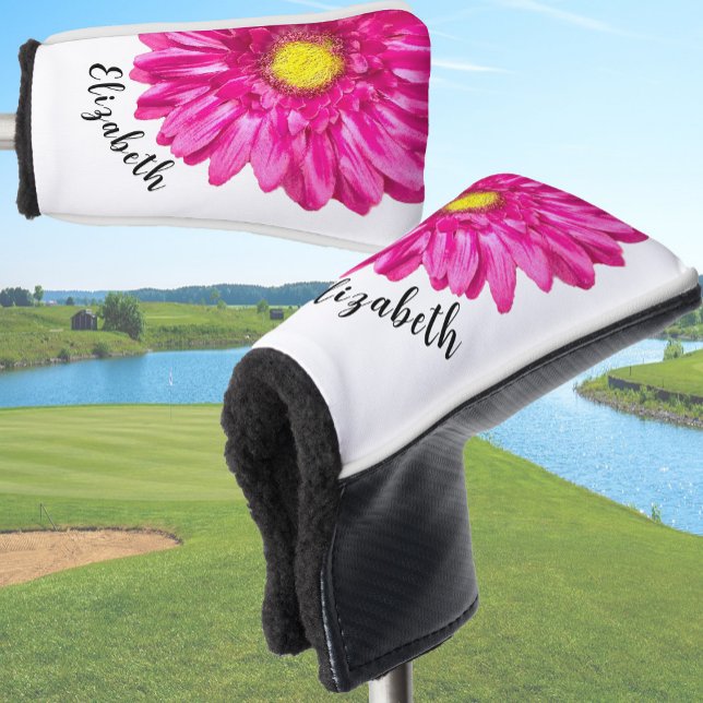 Funda Para Palo De Golf Pretty pink daisy flower custom name womens (Subido por el creador)