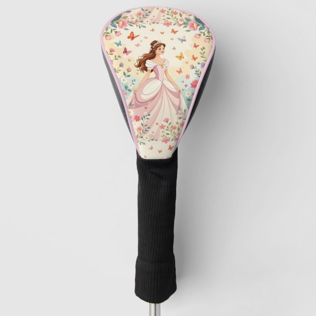 Funda Para Palo De Golf Princesa linda con mariposas (Anverso)
