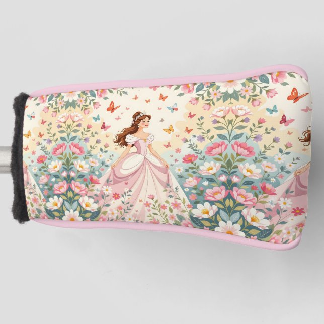 Funda Para Palo De Golf Princesa linda con mariposas (Anverso)