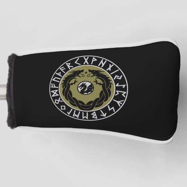 Funda Para Palo De Golf Protección de runa vikinga de dragón (Anverso)