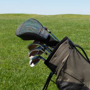 Funda Para Palo De Golf Puerta rústica de madera y hierro en azul, persona