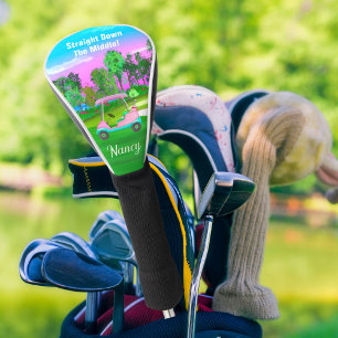 Funda Para Palo De Golf Puesta de sol en el campo de golf Carrito de golf 