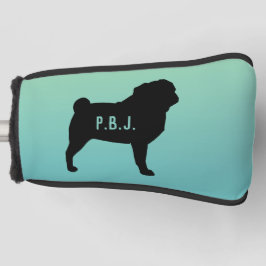 Funda Para Palo De Golf Pug Silhouette con texto Personalizado