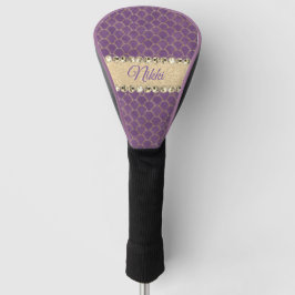 Funda Para Palo De Golf Purple and Relieve metalizado dorado Diamond Bling