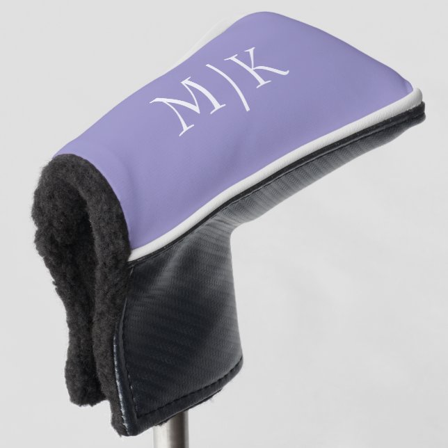 Funda Para Palo De Golf Purple and White | Modern Monogram (Anverso 3/4)