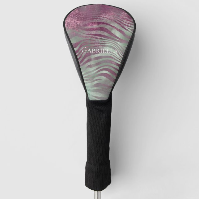 Funda Para Palo De Golf Purple Burgundy Aqua Mint Zebra (Anverso)