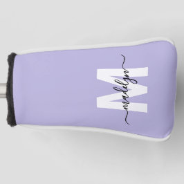 Funda Para Palo De Golf Purple Lavender Initial Name Monogram