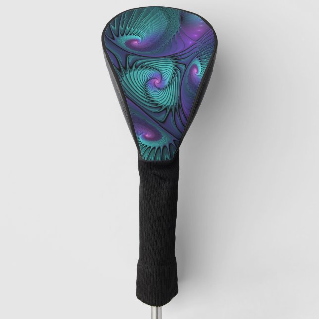 Funda Para Palo De Golf Purple Meets Turquoise Moderno Resumen Arte Fracta (Anverso)