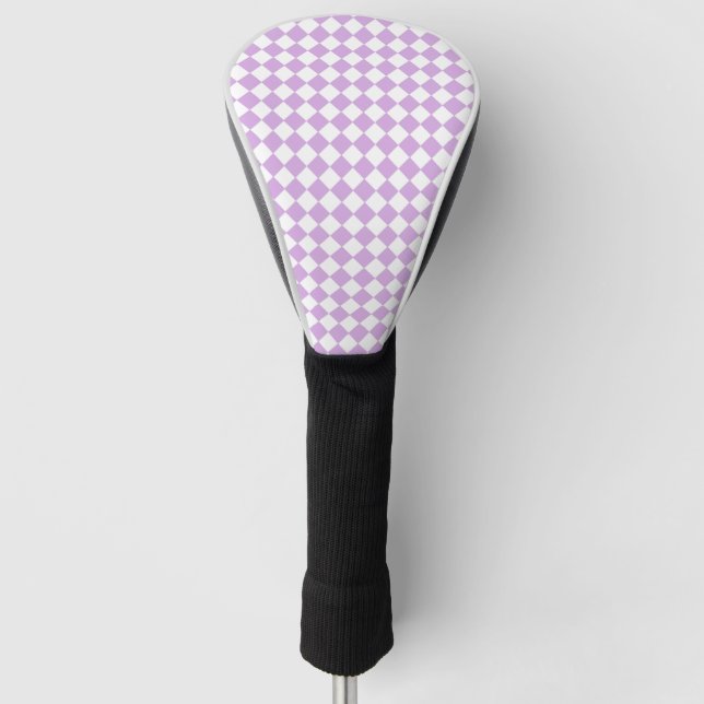 Funda Para Palo De Golf Purple White Checker Diamond Pattern (Anverso)