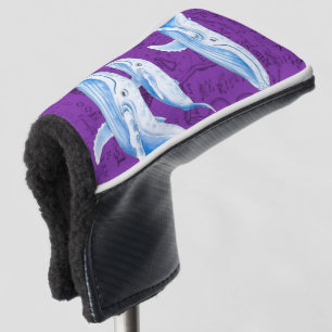 Funda Para Palo De Golf Púrpura de la familia de las ballenas azules