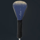 Funda Para Palo De Golf Purpurina azul de la marina de oro guión Monograma<br><div class="desc">Cubierta del controlador de golf Gold y Navy Blue Sparkle Purpurina Script Monograma Nombre de Golf. Esto hace que el dulce perfecto cumpleaños 16,  boda,  ducha de novia,  aniversario,  ducha de bebé o fiesta de soltera sea regalo para alguien que ama el lujo glam y los estilos de moda.</div>