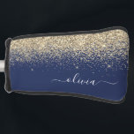 Funda Para Palo De Golf Purpurina azul de la marina de oro guión Monograma<br><div class="desc">Cubierta del putter de golf de la Marina Blue y Gold Sparkle Purpurina Script Monograma Nombre de la pelicula. Esto hace que el dulce perfecto cumpleaños 16, boda, ducha de novia, aniversario, ducha de bebé o fiesta de soltera sea regalo para alguien que ama el lujo glam y los estilos...</div>