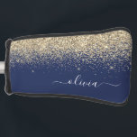 Funda Para Palo De Golf Purpurina azul de la marina de oro guión Monograma<br><div class="desc">Cubierta del putter de golf de la Marina Blue y Gold Sparkle Purpurina Script Monograma Nombre de la pelicula. Esto hace que el dulce perfecto cumpleaños 16, boda, ducha de novia, aniversario, ducha de bebé o fiesta de soltera sea regalo para alguien que ama el lujo glam y los estilos...</div>