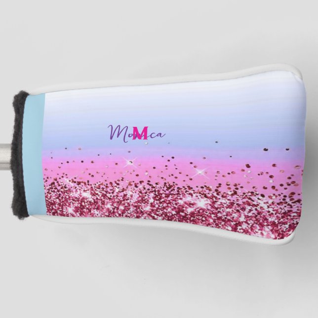 Funda Para Palo De Golf Purpurina de imitación de purpurina malva de color (Anverso)