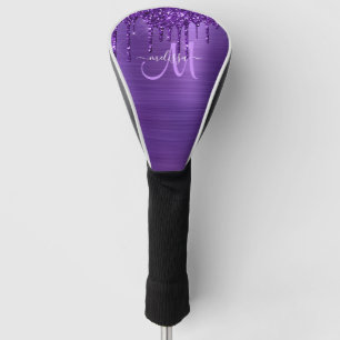 Funda Para Palo De Golf Purpurina gotero morado cepillado Monograma Metali