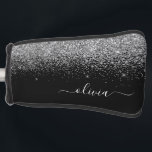 Funda Para Palo De Golf Purpurina negro plateado Script Monograma Nombre d<br><div class="desc">Cubierta del putter de golf de color negro y plateado Purpurina de esparkle manuscrito Monograma Nombre del de esparkle. Esto hace que el dulce perfecto cumpleaños 16, boda, ducha de novia, aniversario, ducha de bebé o fiesta de soltera sea regalo para alguien que ama el lujo glam y los estilos...</div>