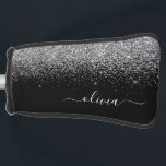 Funda Para Palo De Golf Purpurina negro plateado Script Monograma Nombre d<br><div class="desc">Cubierta del putter de golf de color negro y plateado Purpurina de esparkle manuscrito Monograma Nombre del de esparkle. Esto hace que el dulce perfecto cumpleaños 16, boda, ducha de novia, aniversario, ducha de bebé o fiesta de soltera sea regalo para alguien que ama el lujo glam y los estilos...</div>