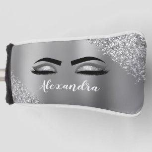 Funda Para Palo De Golf Purpurina plateado Sparkle Eyelashes Monograma