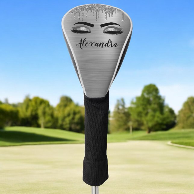 Funda Para Palo De Golf Purpurina plateado Sparkle Eyelashes Monograma Nom (Subido por el creador)