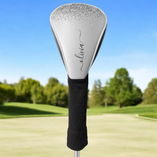 Funda Para Palo De Golf Purpurina plateado Sparkle Glam Monograma Metaliza