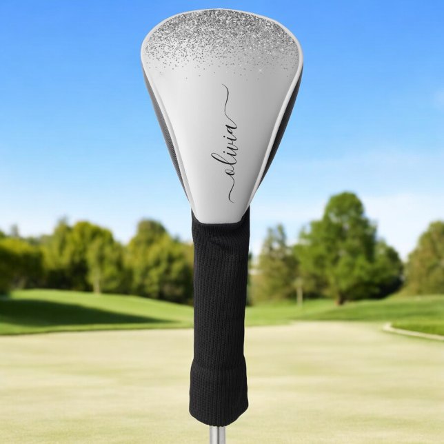 Funda Para Palo De Golf Purpurina plateado Sparkle Glam Monograma Metaliza (Subido por el creador)
