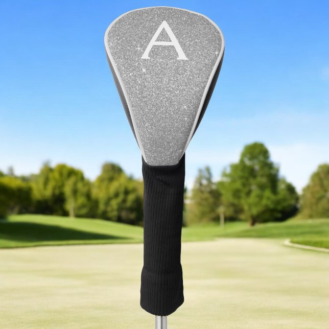 Funda Para Palo De Golf Purpurina plateado y nombre del monograma de la pa (Subido por el creador)