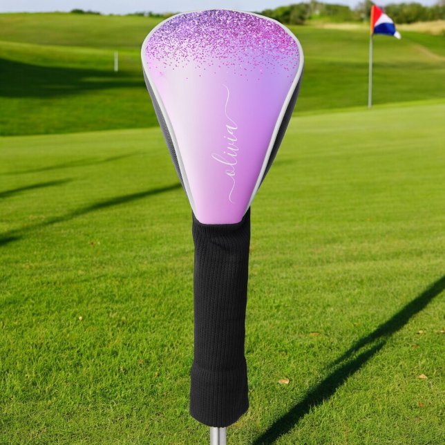 Funda Para Palo De Golf Purpurina púrpura Esparkle Glam Monograma Metaliza (Subido por el creador)