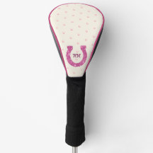 Purpurina rosa afortunado Horseshoe con monograma