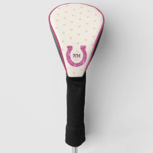 Funda Para Palo De Golf Purpurina rosa afortunado Horseshoe con monograma
