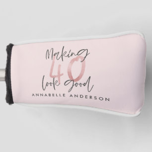 Funda Para Palo De Golf purpurina rosa brillante moderno con estilo 40 añ