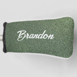 Funda Para Palo De Golf Purpurina verde de nombre personalizado