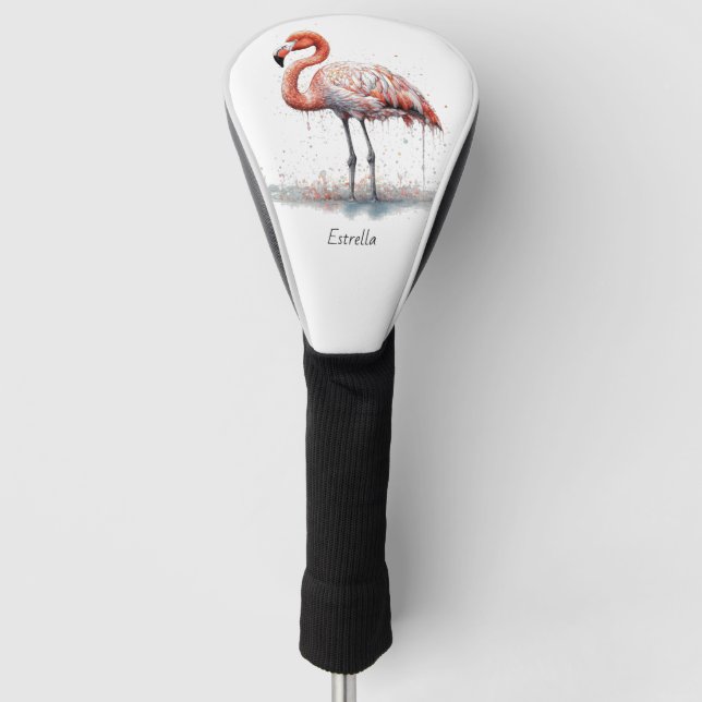 Funda Para Palo De Golf Radio Flamingo: Arte acuarela, personalizado (Anverso)