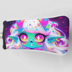 Funda Para Palo De Golf Rainbow Pastel Fantasy Skull Demon Anime Chica