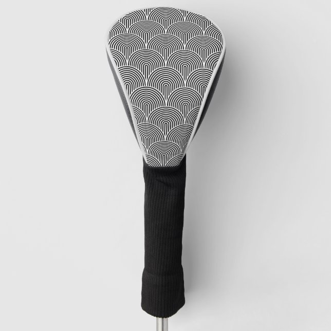 Funda Para Palo De Golf rainbow retro black and white pattern (Anverso)