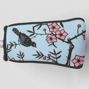 Funda Para Palo De Golf Ramas negras de flores rosadas de cerezos