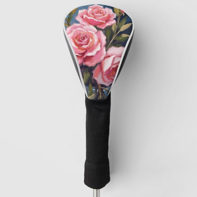 Funda Para Palo De Golf Ramo de Rosas Rosadas Pintado (Anverso)
