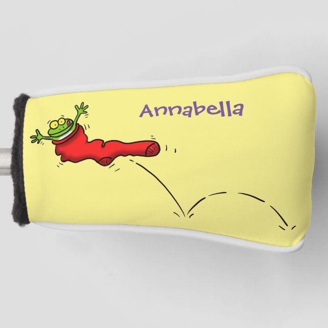Funda Para Palo De Golf Rana dulce en un personalizado de salto de calcetí (Anverso)