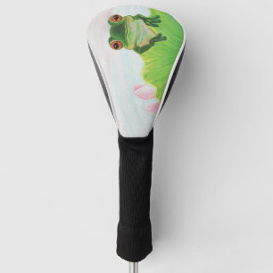 Funda Para Palo De Golf Rana verde relajándose en el estanque