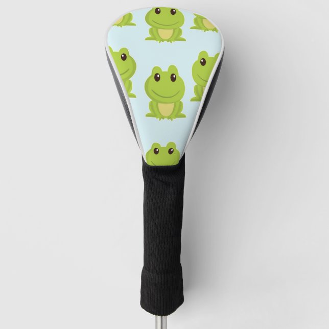 Funda Para Palo De Golf Ranas verdes preciosas en azul (Anverso)