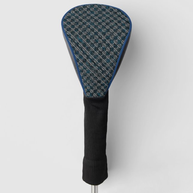 Funda Para Palo De Golf Raro azul a rayas a cuadros o inclinadas, punteado (Anverso)